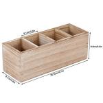 Rustic Wooden Pen and Pencil Holder with Compartments