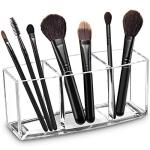 Clear Acrylic Makeup Brush Organizer with 3 Slots