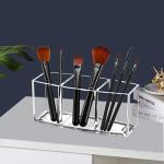 Clear Acrylic Makeup Brush Organizer with 3 Slots