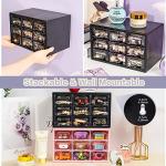 Desk Storage Organizer with 9 Drawers, FODIENS Stackable Desktop Craft Drawer Cabinet, Clear Storage Box Caddy for Makeup Jewelry Office Craft Supplies (9.84×6.3×5.9in) (Black)