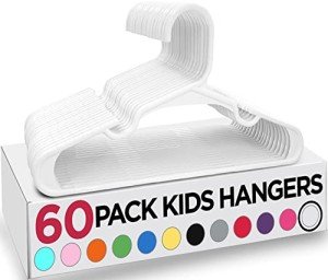 Kids Closet Hangers - 60 Pack Plastic Set