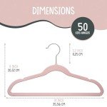 Kids Velvet Non-Slip Hangers - 50 Pack Pink