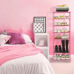 HITHIM 4-Tier Small Pink Shoe Racks, Small Shoe Rack for 6-8 Pairs Shoe Storage,Kids Shoe Racks for Small Place,Lightweight Stackable Shoe Shelf Organizer for Entryway, Doorway and Closet,Pink