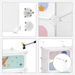 SONGMICS Kids' Shoe Rack with Doors, 6-Slot Stackable Storage Organizer, Plastic Wardrobe, Toys, Books, Clothes, 12.2 x 16.9 x 41.3 Inches, Cloud White ULPC904W01