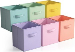 Sorbus Foldable Storage Cube Basket Bin - Great for Nursery, Playroom, Closet, Home Organization ( Pastel Multi-Color, 6 Pack)