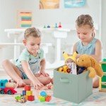 Stero Fabric Storage Bins 6 Pack Fun Colored Durable Storage Cubes with Handles Foldable Cube Baskets for Home, Kids Room, Closet and Toys Organization Cyan, Green, Yellow, Purple, Pink and Peachpuff