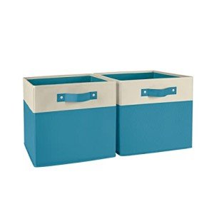 RiverRidge Kids storage bins - 10.5 Cube Storage Organizer with Handles - Turquoise Two-Tone closet organizers and storage for Toys, Shoes & More – Fits Cabinets