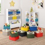 RiverRidge Kids storage bins - 10.5 Cube Storage Organizer with Handles - Turquoise Two-Tone closet organizers and storage for Toys, Shoes & More – Fits Cabinets