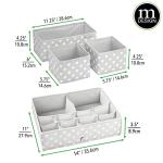 mDesign Fabric Drawer Organizer Bins, Kids/Baby Nursery Dresser, Closet, Shelf, Playroom Organization, Hold Clothes, Toys, Diapers, Bibs, Blankets, Set of 4, 2 Pack, Gray/White Polka Dot