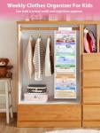 boailydi Weekly Clothes Organizer for Kids 6-Shelf Hanging Closet Organizer with Monday Through Friday Compartments & 2 Side Pockets – Space-Saving Clothes Storage for Children Closet Storage