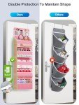 Wakaye Over the Door Organizer, Closet Door Hanging Organizer with 5 Tier Large Capacity Pockets, Heavy Duty Pantry Behind Door Storage Organizer for Bedroom Bathroom Nursery Kids Toys Diaper, Pink