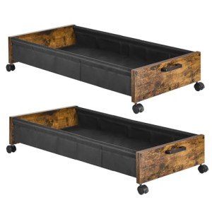 FOUCSSOMEI Under Bed Storage Longer Size, UnderBed Storage with Wheels, Under Bed Drawers, Metal Frame, for Clothes Books Blankets Toys Organizer, Patented Design, 2 Packs