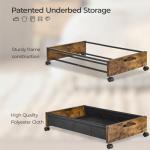 FOUCSSOMEI Under Bed Storage Longer Size, UnderBed Storage with Wheels, Under Bed Drawers, Metal Frame, for Clothes Books Blankets Toys Organizer, Patented Design, 2 Packs
