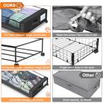 Under Bed Storage with Wheels, 2-Pack Under Bed Storage Containers with Clear Lids, XXL 60L Under the bed storage Organizer Bins, Rolling Under Bed Metal Drawer for Clothes,Shoes,Toys (Black, 2 Pack)