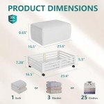 Bamboo Under Bed Storage Containers- Underbed Organizer with Wheels with Large Dust Bag,Sturdy Wood Rolling Under the Bed Shoe Storage Organizer Drawer 2 Packs (White, Small)