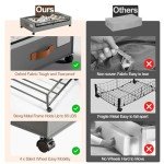 LAMU Under Bed Storage with Wheels 2 Pack, Under Bed Storage Containers with Clear Lid & PU Leather Handle, 6.7 Inches Height Rolling Underbed Drawer Organizer Bins for Clothes, Shoes, Blankets, Grey