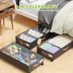 DGFCK Under Bed Storage with Wheels, 2-Pack Under Bed Storage Containers with Clear Lids, XXL 65L Under the bed storage Organizer Bins, Rolling Under Bed Metal Drawer for Clothes,Shoes,Toys (Black)