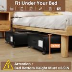 Under Bed Storage with Wheels(2-Pack),Extra Large 66L Under the Bed Storage Organizer with Lid,Rolling Under the Bed Storage Metal Drawer for Clothes,Shoes,Toys for Dorm Bedroom (35.6 x17.2x 6.7 in)