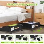 DGFCK Under Bed Storage with Wheels, 2-Pack Under Bed Storage Containers with Clear Lids, XXL 65L Under the bed storage Organizer Bins, Rolling Under Bed Metal Drawer for Clothes,Shoes,Toys (Black)