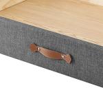 MUSEHOMEINC Upholstered Solid Wood Under Bed Storage Drawer with 4-Wheels for Bedroom/Leather Handle,Wooden Underbed Storage Organizer,Drawer Under Bed,Suggested for Twin and Full Size Platform Bed