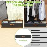 DGFCK Under Bed Storage with Wheels, 2-Pack Under Bed Storage Containers with Clear Lids, XXL 65L Under the bed storage Organizer Bins, Rolling Under Bed Metal Drawer for Clothes,Shoes,Toys (Black)