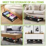 DGFCK Under Bed Storage with Wheels, 2-Pack Under Bed Storage Containers with Clear Lids, XXL 65L Under the bed storage Organizer Bins, Rolling Under Bed Metal Drawer for Clothes,Shoes,Toys (Black)