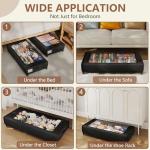 Under Bed Storage with Wheels(2-Pack),Extra Large 66L Under the Bed Storage Organizer with Lid,Rolling Under the Bed Storage Metal Drawer for Clothes,Shoes,Toys for Dorm Bedroom (35.6 x17.2x 6.7 in)