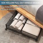 Under Bed Storage Containers, Shoe Storage With Wheels, Foldable Bedroom Storage Organization with Handles, Under Bed Storage Bins Drawer For Clothes, Blankets And Shoes, Bedding (2 Pack, Black)