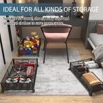 Under Bed Storage Containers, Shoe Storage With Wheels, Foldable Bedroom Storage Organization with Handles, Under Bed Storage Bins Drawer For Clothes, Blankets And Shoes, Bedding (2 Pack, Black)