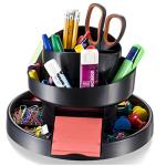 Officemate Deluxe Rotary Organizer, 16 Compartments, Recycled, Black (26255)