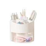 Zyners Rotating Pen Pencil Holder 360-Degree with Drawer, 5 Compartments Desk Stationary Cosmetic Makeup Brushes Holder for Dressing Table, Home, Office, Desktop(White)