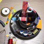 Officemate Deluxe Rotary Organizer, 16 Compartments, Recycled, Black (26255)