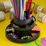 Officemate Deluxe Rotary Organizer, 16 Compartments, Recycled, Black (26255)