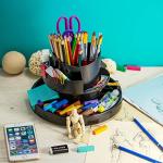 Officemate Deluxe Rotary Organizer, 16 Compartments, Recycled, Black (26255)