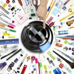 Officemate Deluxe Rotary Organizer, 16 Compartments, Recycled, Black (26255)