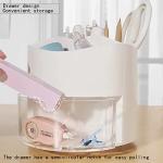 Zyners Rotating Pen Pencil Holder 360-Degree with Drawer, 5 Compartments Desk Stationary Cosmetic Makeup Brushes Holder for Dressing Table, Home, Office, Desktop(White)
