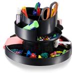 Officemate Deluxe Rotary Organizer, 16 Compartments, Recycled, Black (26255)