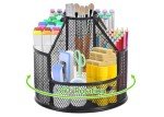 RURYEURT Pencil Holder, Rotating Desk Organizer, Metal Pen Organizer Mesh Pen Holder Office Desk Accessories Cute Office, School, Home,Art Suppliers (Black)