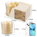 Moikiwi Desk Organizer, 360-Degree Rotating Pen Holder for Desk, Desk Organizers and Accessories with 6 Compartments Pencil Organizer, Art Supply Storage Box Caddy for Office, Home(Yellow
