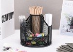 RURYEURT Pencil Holder, Rotating Desk Organizer, Metal Pen Organizer Mesh Pen Holder Office Desk Accessories Cute Office, School, Home,Art Suppliers (Black)