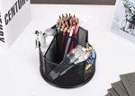 RURYEURT Pencil Holder, Rotating Desk Organizer, Metal Pen Organizer Mesh Pen Holder Office Desk Accessories Cute Office, School, Home,Art Suppliers (Black)