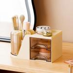 Moikiwi Desk Organizer, 360-Degree Rotating Pen Holder for Desk, Desk Organizers and Accessories with 6 Compartments Pencil Organizer, Art Supply Storage Box Caddy for Office, Home(Yellow