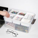 17 QT Plastic Storage Bin with Lid, Clear Organizing Container with Removable Tray, Multipurpose Stackable Storage Box for Home, Office and School Supplies