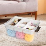 17 QT Plastic Storage Bin with Lid, Clear Organizing Container with Removable Tray, Multipurpose Stackable Storage Box for Home, Office and School Supplies