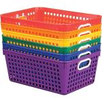 Really Good Stuff Plastic Storage Baskets with Handles, 13” x 10”, Rainbow Colors 6 pk, Bins for Books & Supplies, Organize Classroom & Home, Paper Trays, Teacher Bins, Essentials & Must Haves