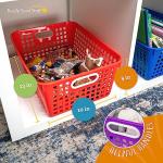 Really Good Stuff Plastic Storage Baskets with Handles, 13” x 10”, Rainbow Colors 6 pk, Bins for Books & Supplies, Organize Classroom & Home, Paper Trays, Teacher Bins, Essentials & Must Haves