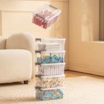 Jalove 3.2QT Small Plastic Storage Bins with Lids, 6 Packs Clear Storage Containers for Organizing, Stackable Storage Boxes, Craft Organization and Storage for Closet,School,Classroom,Playroom,Office