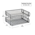 Mind Reader Stackable Paper Tray, Desktop Organizer, File Storage, Office, Metal Mesh, 13.5" L x 10" W x 7.25" H, 2 Pcs., Silver