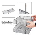 Mind Reader Stackable Paper Tray, Desktop Organizer, File Storage, Office, Metal Mesh, 13.5" L x 10" W x 7.25" H, 2 Pcs., Silver