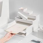 NUSIGN Paper Letter Tray Organizer Stackable, 6 Pieces Desk Accessories & Workspace Organizers, File Sorter Office Supplies for Desk, White